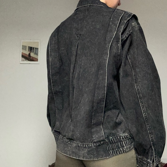 Vintage Black Oversized Denim Jacket - Picture 3 of 3